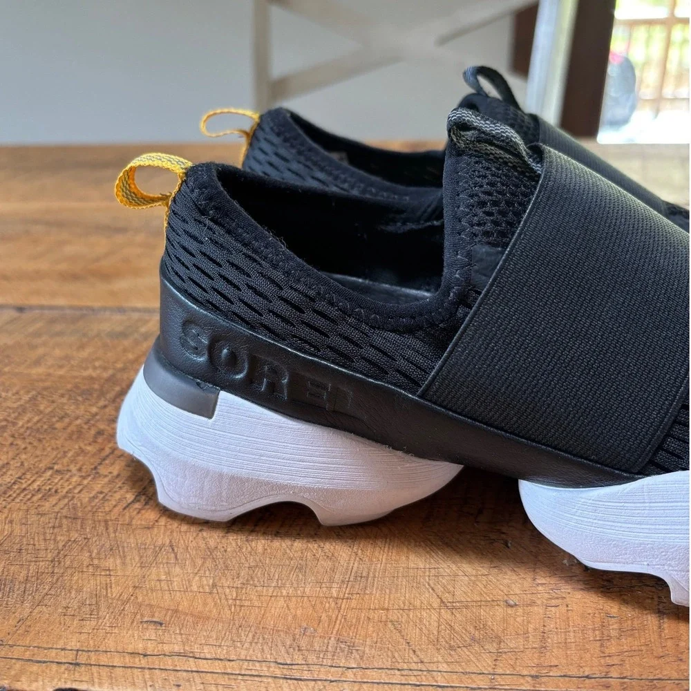 Sorel Kinetic Impact Womens Slip On Running Shoes Black White Size 7.5